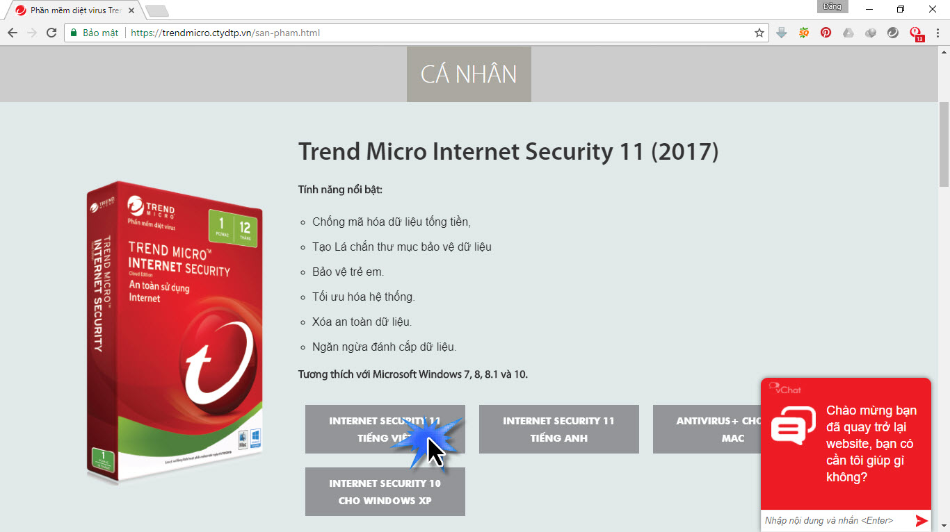 Phần mềm Trend Micro Antivirus+ Security